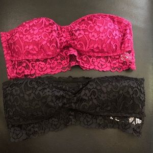 Bundle of 2 bandeaus lace bralettes bra size L 36B